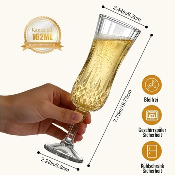 Sklenice na šampaňské, sada 6 kusů, 155 ml/5,2 oz sklenice na šampaňské, vintage sklenice na šumivé