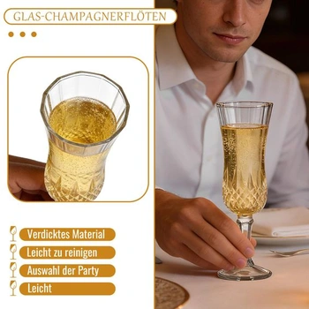 Sklenice na šampaňské, sada 6 kusů, 155 ml/5,2 oz sklenice na šampaňské, vintage sklenice na šumivé