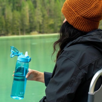 Fľaša na pitie Sparrow so slamkou - tritánová fľaša na vodu 500ml, 750ml, 1l 1000ml oceánska modrá