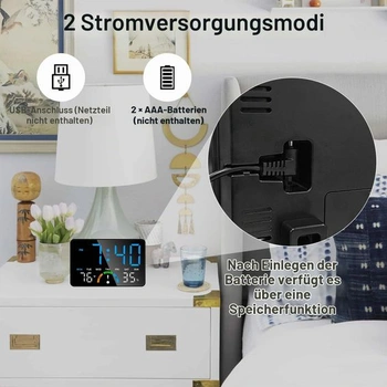 LED digitální nástěnné hodiny, multifunkční digitální budík s datem, dnem v týdnu, teplotou,