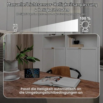 LED digitální nástěnné hodiny, multifunkční digitální budík s datem, dnem v týdnu, teplotou,