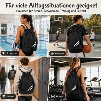 Dětská sportovní taška, taška do posilovny, sportovní batoh, sportovní taška, černá