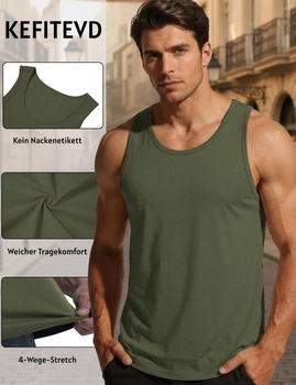 Pánske bavlnené tielko KEFITEVD, tričko s potlačou, tielko do posilňovne, letné outdoorové XL, armádne
