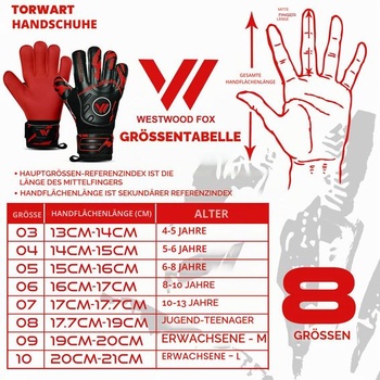 Brankárske rukavice WESTWOOD FOX Fingersave pre futbalových brankárov pre deti, mládež a dospelých, od