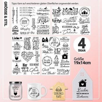Tixlux 4dielne samolepky na nanášanie, fóliové transferové samolepky 19x14cm na sklo, remeslá,