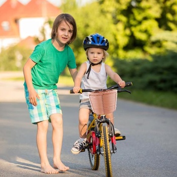 Predný košík na bicykel pre deti, tkaný ratanový košík na bicykel, odnímateľný so zvončekmi a stuhami,