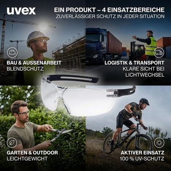 Ochranné brýle Uvex Tune-up – ochranné brýle se 100% UV ochranou – bez kovu, odolné proti zamlžení
