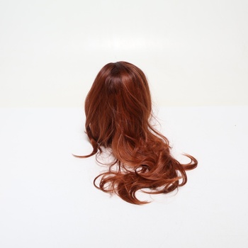 HAIRCUBE Dlhá gaštanová parochňa s ofinou Vrstvené kučeravé oranžové parochne pre ženy Prírodné