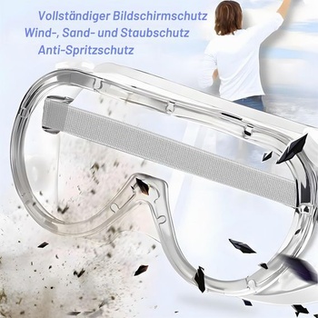 Balení 2 ochranných brýlí, pracovní ochranné brýle pro nositele brýlí, prachotěsné ochranné brýle,