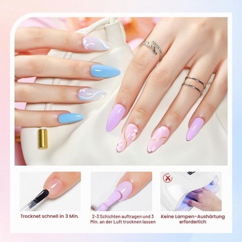 SUPWEE Quick Dry 6 barevná sada na nehty, Macaron Pastell Nagellack Bez UV vícebarevné