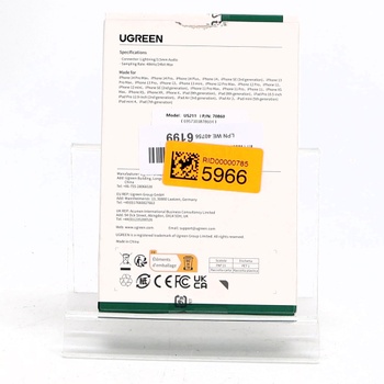 UGREEN Lightning to Jack Adaptér 3,5mm sluchátka Lightning Aux Adaptér Lightning to Aux Adapter