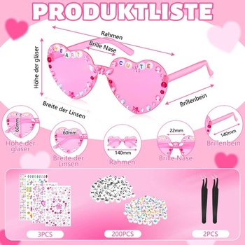 Okuliare SelfTek DIY v tvare srdca, 10dielna sada slnečných okuliarov v tvare srdca na párty, okuliare v