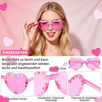 Okuliare SelfTek DIY v tvare srdca, 10dielna sada slnečných okuliarov v tvare srdca na párty, okuliare v