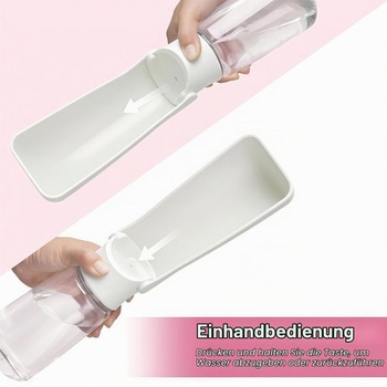 Fľaša na vodu pre psov na cesty, skladacia o 180 ° (biela, 550 ml) Biela 550 ml