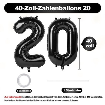 Balónek GoldRock XXL k 20. narozeninám, černý, 40 palcový, balónek k 20. narozeninám pro ženu a