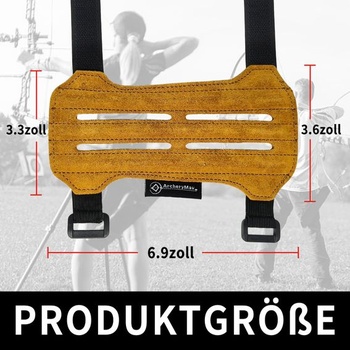 Kožený chránič paže pre lukostreľbu s nastaviteľným zapínaním na suchý zips, 17,5 cm ochranný