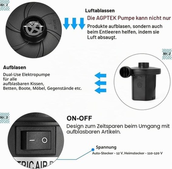 Elektrické vzduchové čerpadlo, přenosné vzduchové čerpadlo 4000 mAh s rychlým