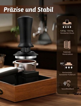 53mm pružinový tamper na kávu, tamper na espresso s konštantným tlakom 15,5 kg, závitová základňa z
