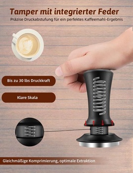 53mm pružinový tamper na kávu, tamper na espresso s konštantným tlakom 15,5 kg, závitová základňa z