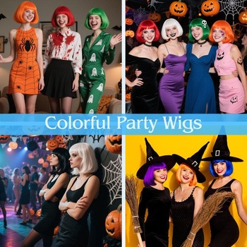 Modrá bob parochňa so slnečnými okuliarmi v tvare srdca a sieťkou na vlasy pre ženy, krátka bob parochňa
