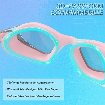 Plavecké okuliare pre ženy/muža, proti zahmlievaniu, vodeodolné, HD zorníky, ružové - 6800
