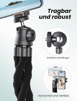 Přenosný a flexibilní stativ pro mobilní telefon Pnitri se světlem