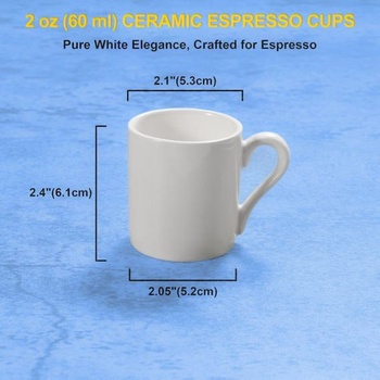 Čistě bílý keramický hrnek na espresso (56,7 g/60 ml), sada dvou kusů