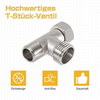 2cestný T-kusový rozdeľovač pre rohové ventily 3/8