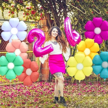 Farebný fóliový kvet z balónikov, 8 kusov balónikov so sedmokráskami, balóniky k narodeninám dievčat,