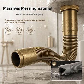 Flexibilná mosadzná odtoková hadica pre štandardné systémy odpadových vôd s konektorom DN30 32 mm pre