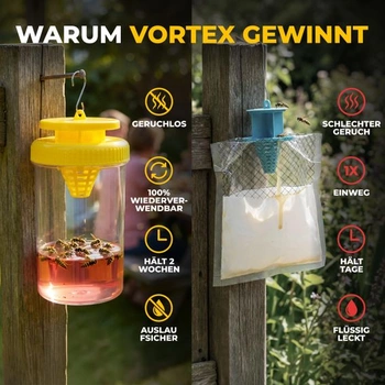 Pasca na osy Vortex, opakovane použiteľná, s 2 vrecúškami s atraktantom