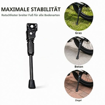 Stojan na bicykel, nastaviteľný bočný stojan pre detské bicykle 16 palcov, zosilnené jednostranné uhlíkové