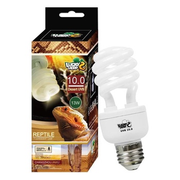 LUCKY HERP UVB lampa do terária, lampa pre plazy, UVA UVB 10.0, E27, kompaktná lampa UVB 13W, UVA