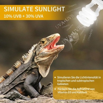 LUCKY HERP UVB lampa do terária, lampa pre plazy, UVA UVB 10.0, E27, kompaktná lampa UVB 13W, UVA