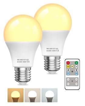 LED žiarovka E27 s diaľkovým ovládaním, 9W LED žiarovka ekvivalentná 60W, stmievateľná žiarovka E27,
