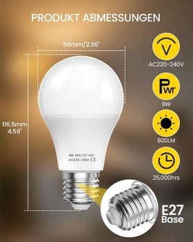 LED žiarovka E27 s diaľkovým ovládaním, 9W LED žiarovka ekvivalentná 60W, stmievateľná žiarovka E27,