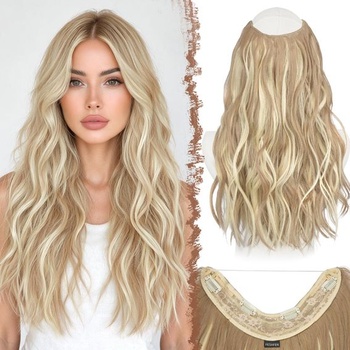 FESHFEN Secrets Vlasové predĺženie Dlhé vlnité, blond melír…