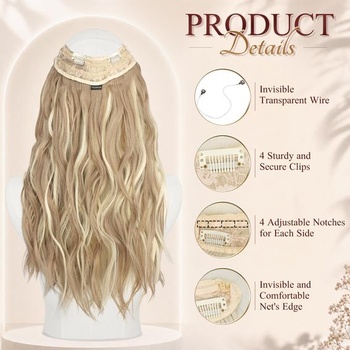 FESHFEN Secrets Vlasové predĺženie Dlhé vlnité, blond melír Blond melír 50 cm