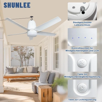 SHUNLEE Solárny stropný ventilátor