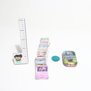 Balíček mini plechoviek PoKéMoN, 50 rôznych kariet, 1 náhodne vybraná extrémne vzácna herná minca