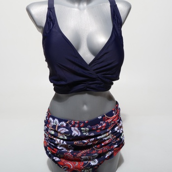 Dámské bikiny Voqeen s vysokým pasem, push-up strihem, výstřihem do V, kříženými volánky a
