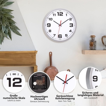 Nástenné hodiny Warminn 20 cm, strieborné