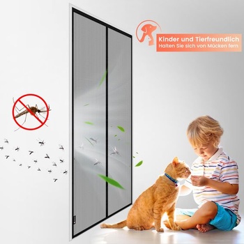 Rychlouzavírací magnetická síť proti hmyzu na balkonové dveře se silnějšími magnety, 80 x 210 cm,