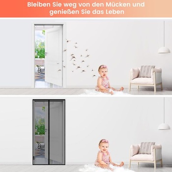 Rýchlouzatváracia magnetická sieť proti hmyzu na balkónové dvere so silnejšími magnetmi, 80 x 210 cm,