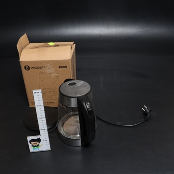 Aigostar Chubby - nerezová skleněná konvice s LED osvětlením, skleněná konvice zesílené