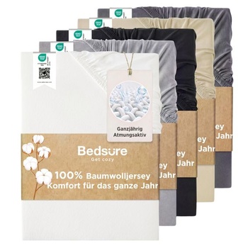 Prestieradlo Bedsure 90x200cm bavlnený džersej - hĺbka 40cm, biele