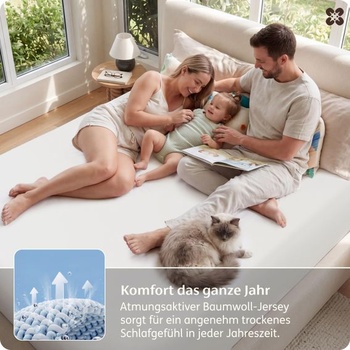 Prestieradlo Bedsure 90x200cm bavlnený džersej - hĺbka 40cm, biele