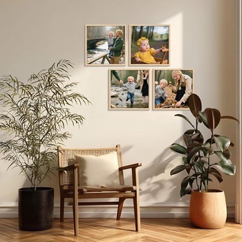 Giftgarden Drevený fotorámik 30x30 cm - Plastový fotorámik vo farbe dreva 30x30 cm