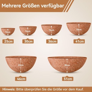 Halatool 6 kusov vložiek z kokosového vlákna 40 cm do závesných košov na rastliny 40 cm-6