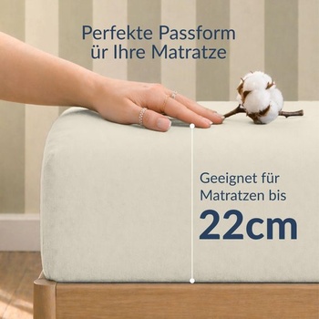 Napínacie prestieradlo Twinzen, bavlnený džersej, 140x200 cm, béžová, hĺbka 30 cm, 140 x 200 cm,